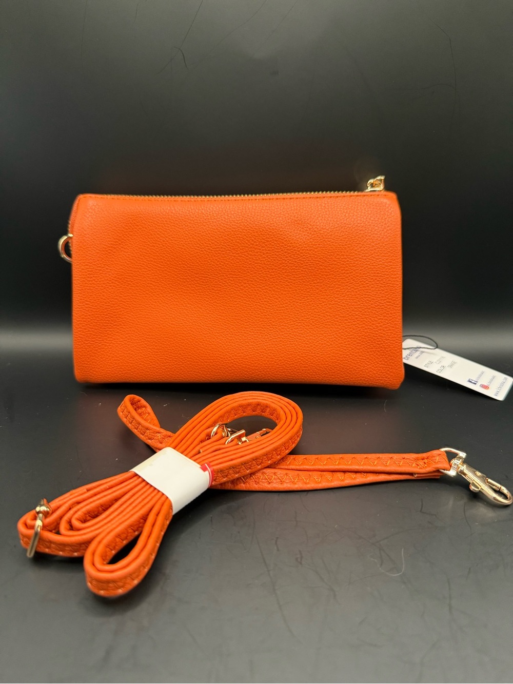 Vibrant Orange Crossbody Wallet with Detachable Strap